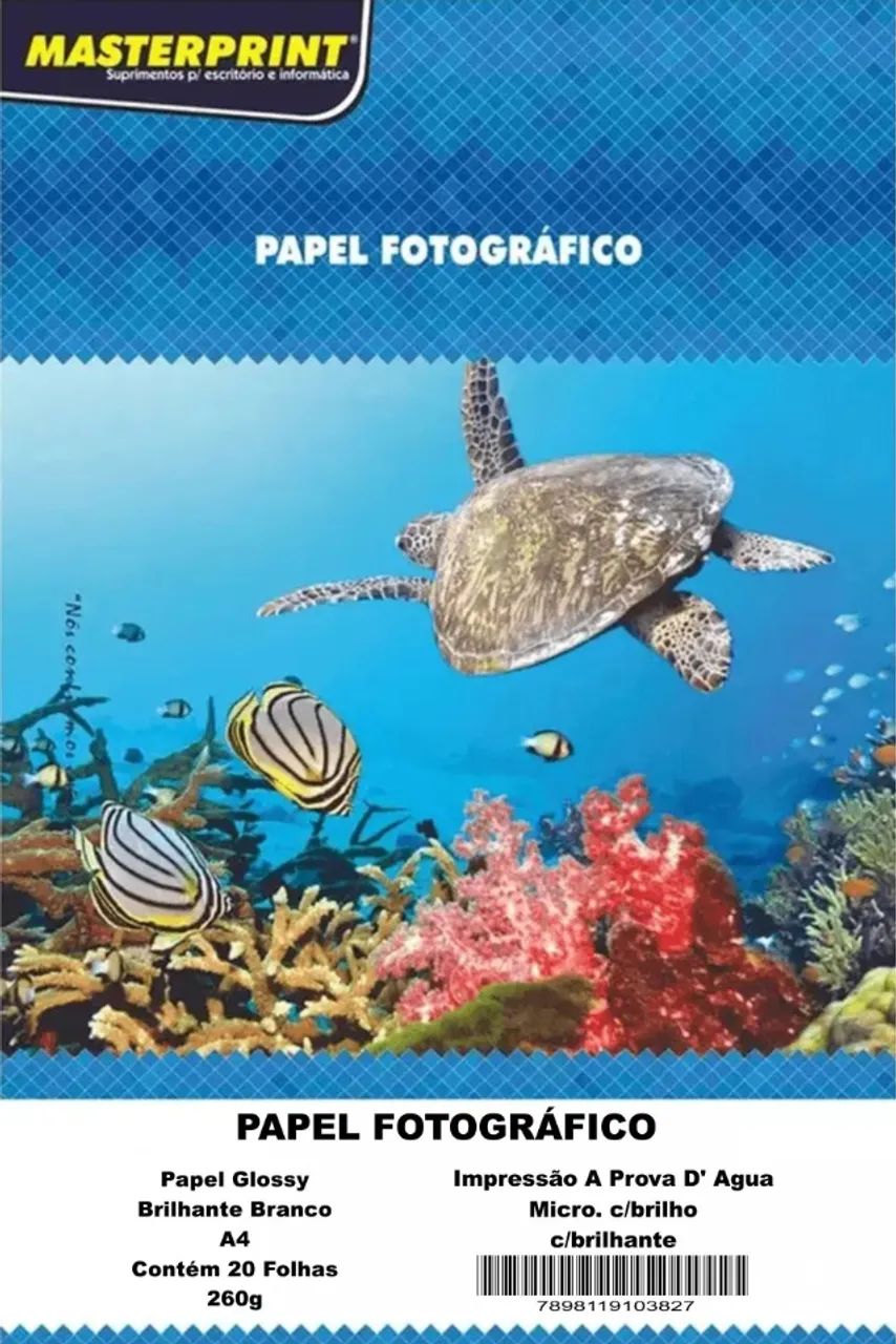 PAPEL FOTO GLOSSY MICROPORO COM BRILHO MASTERPRINT A4 20 FOLHAS 260G - Foto 2
