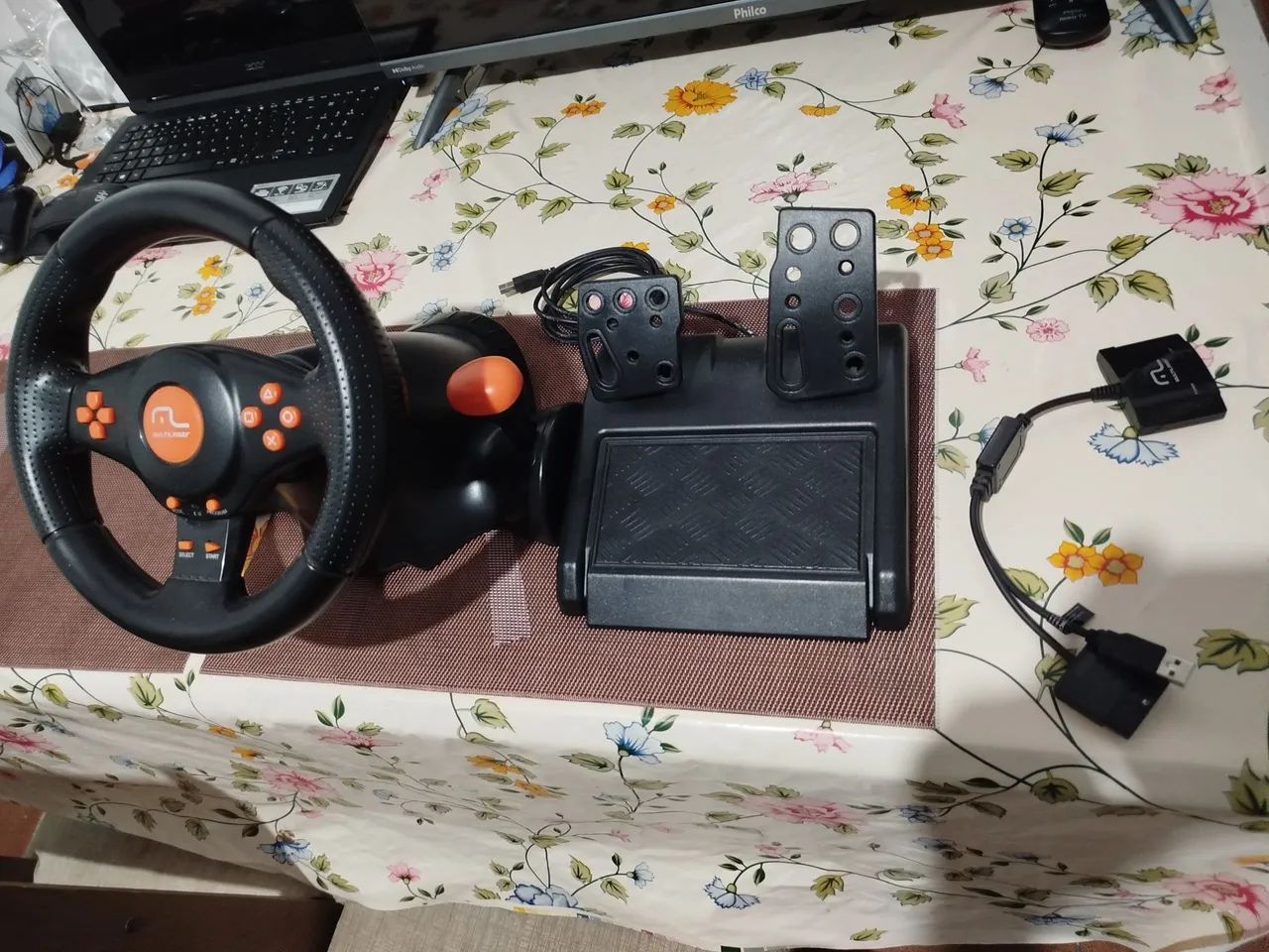 Volante para PC, PS2, PS3 e XBOX (Multilaser) - (Seminovo) - Foto 2
