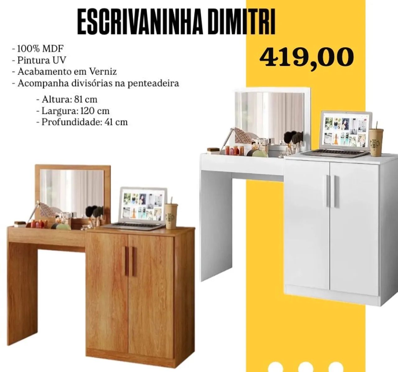 Escrivaninha Dimitri com Espelho - FRETE GRATIS - ENTREGA HOJEEE !! 