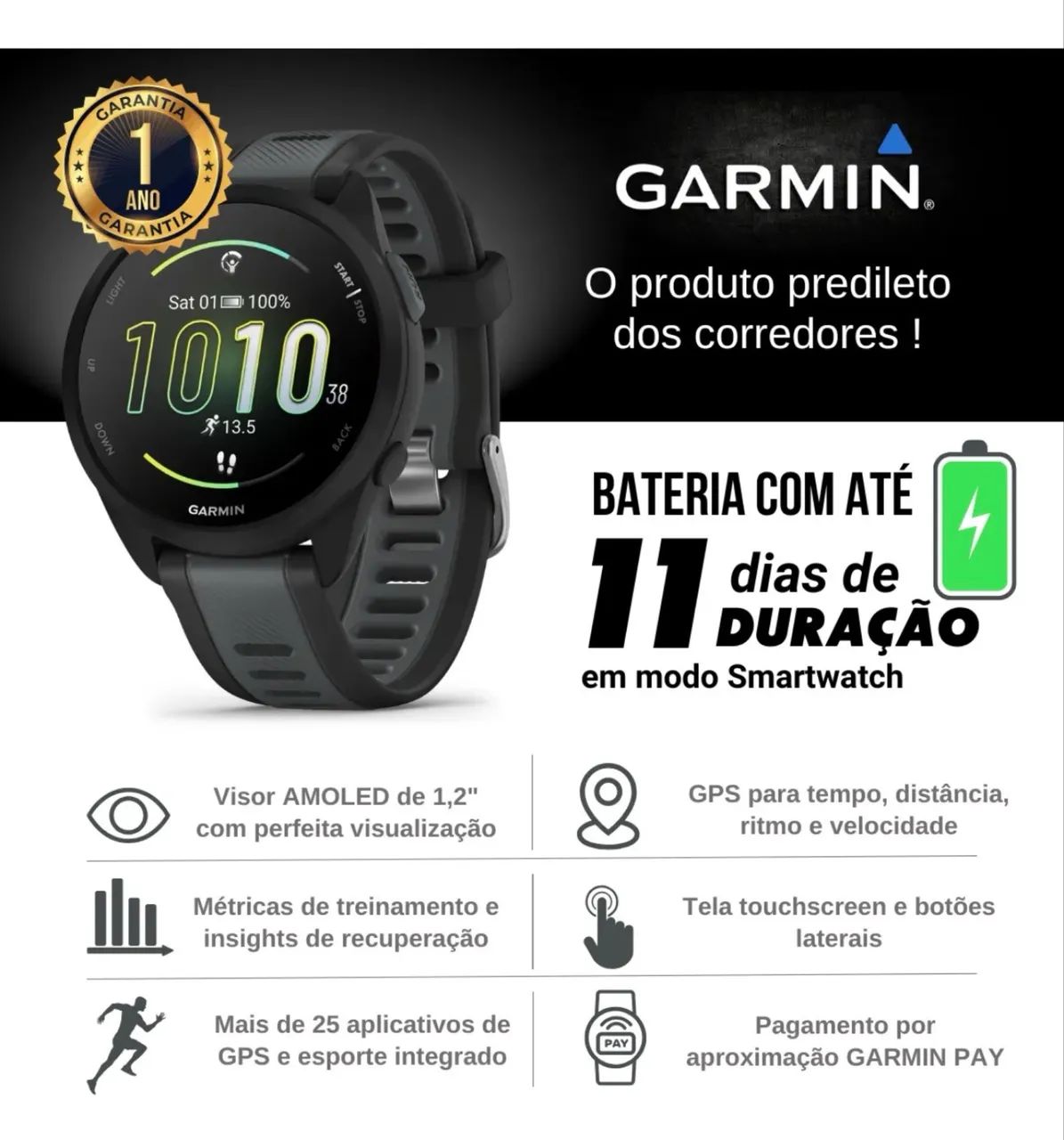 Relógio Garmin 165 Forerunner  - Foto 2