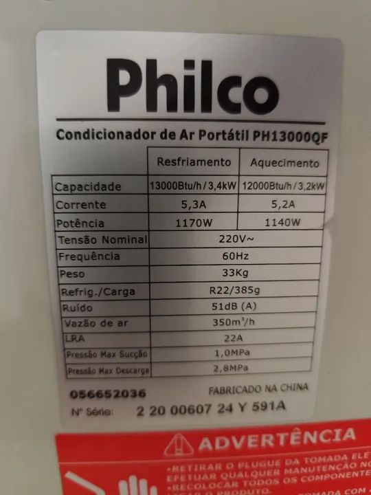Ar Condicionado Portátil Philco 12000 BTUs 220V - Foto 3