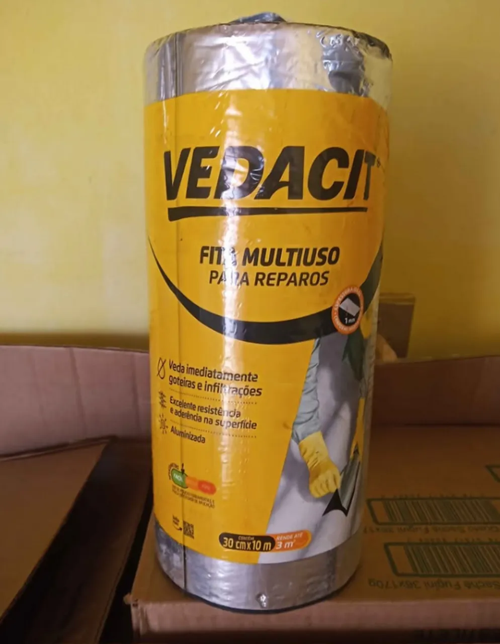 Manta asfaltica para Reparos de telhados e calhas 10Metos x 30CM lacrada