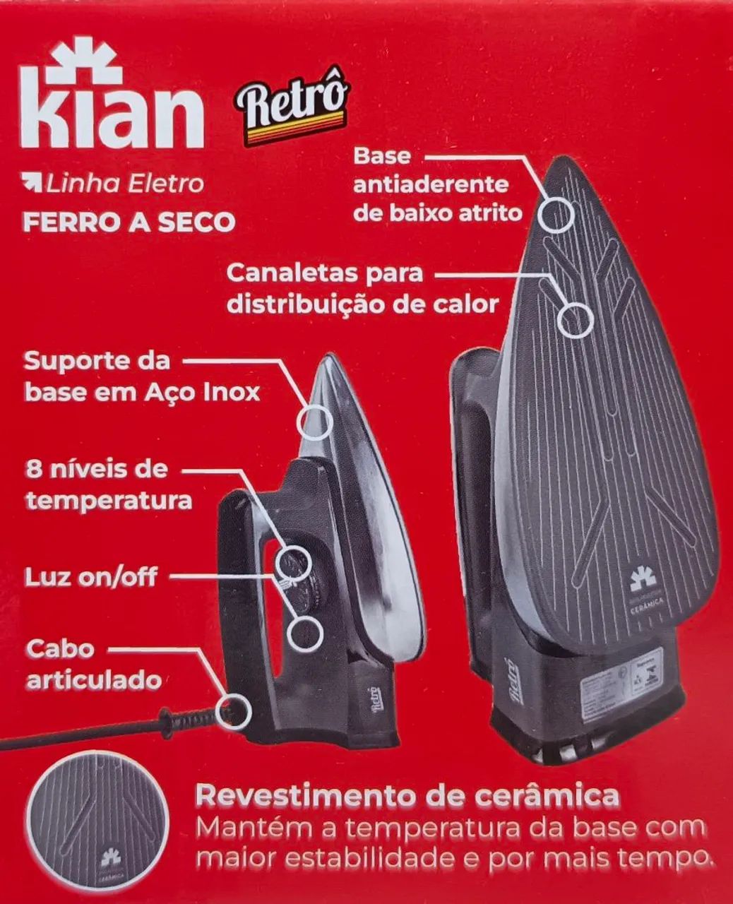 FERRO A SECO RETRO 220V 1300W REF: 23258<br> - Foto 2