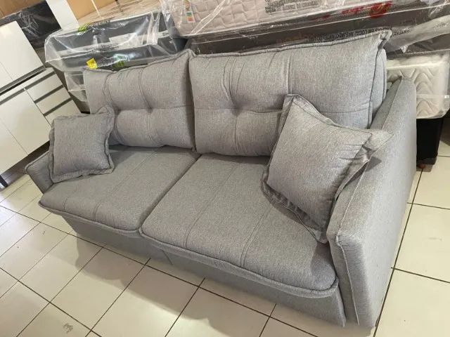 SOFA CAMA 2.20 MT MOLAS ENSACADAS EM LINHO D33 LUXO