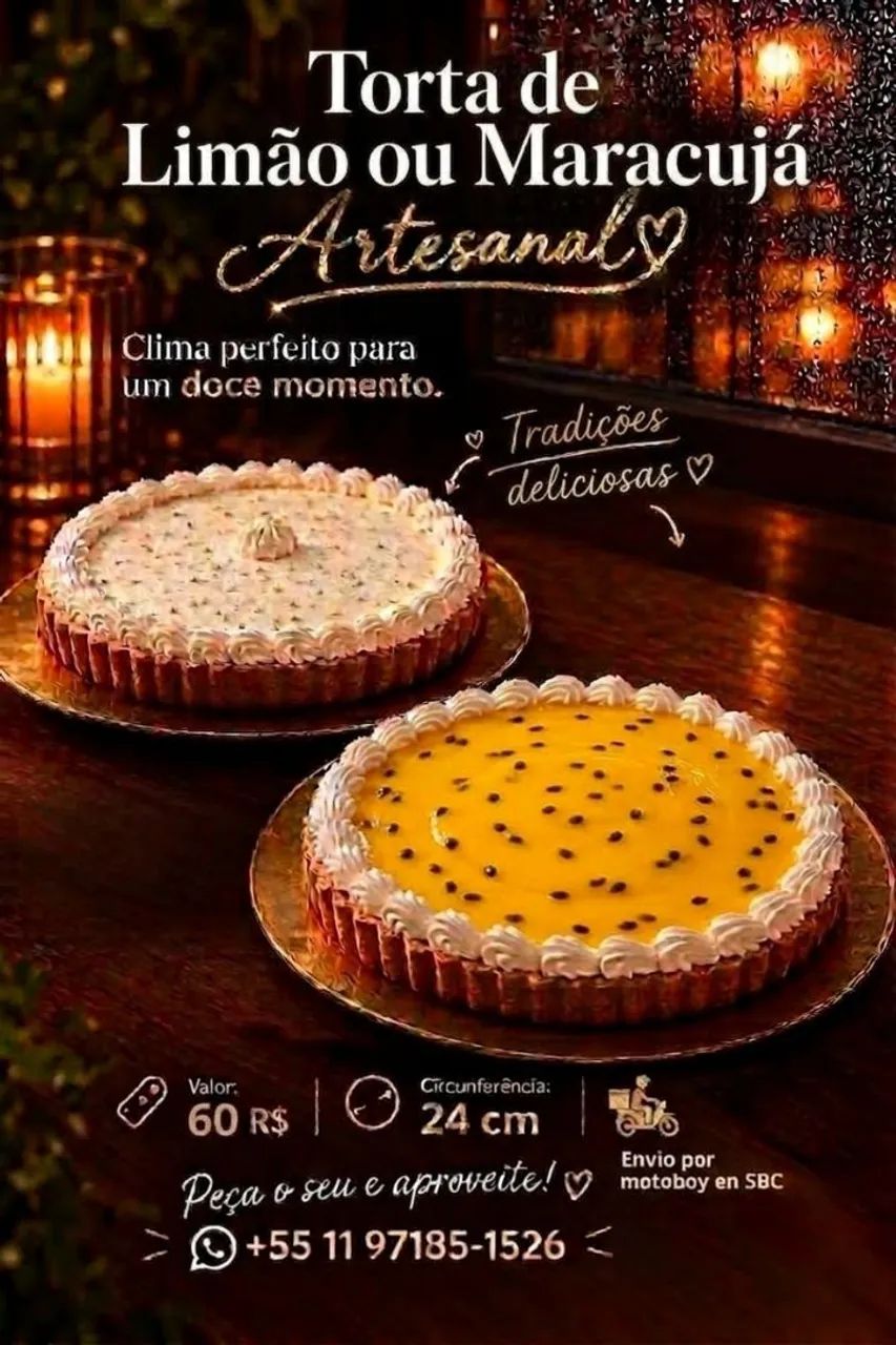 Torta de limão/maracujá sob encomenda 