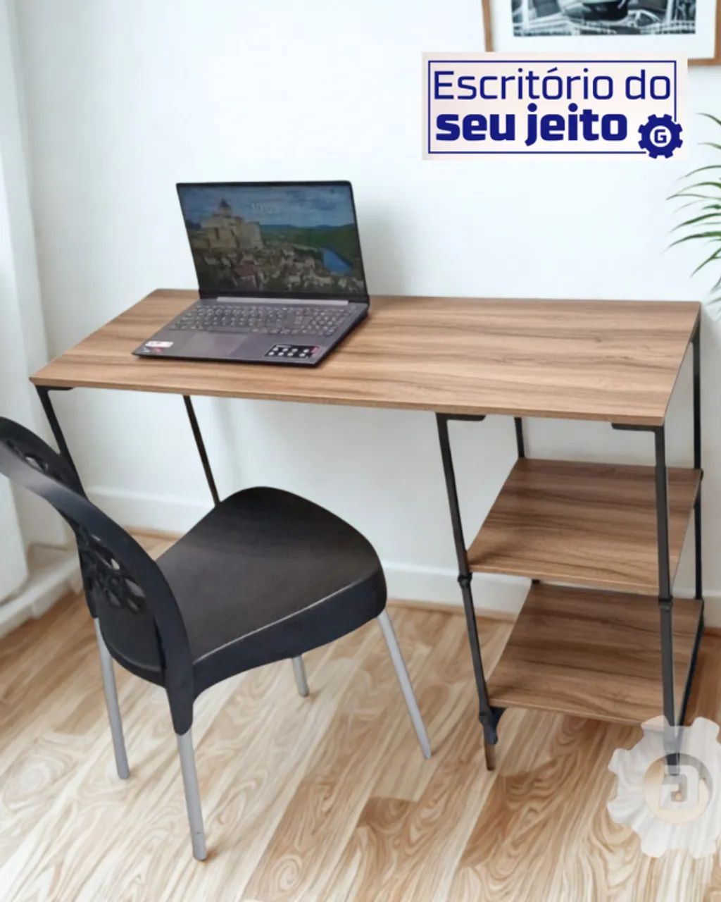 Mesa de Estudo 1,1m NOVA Multiuso Industrial para Notebook Escritório Computador Birô - Foto 2