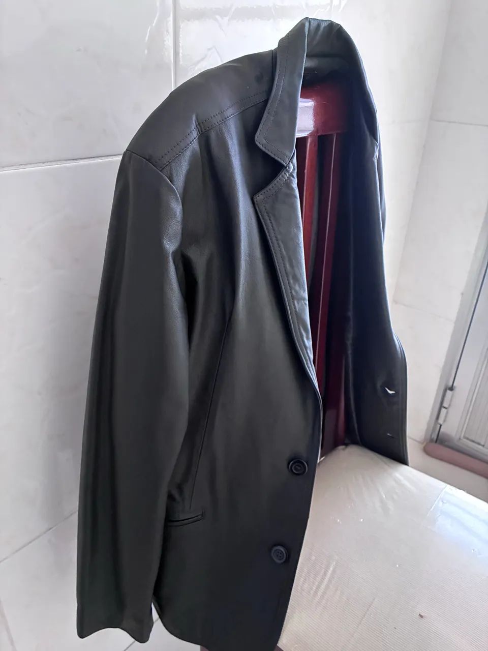 Jaqueta couro/Modelo Blazer  Slim Javali  - Foto 4