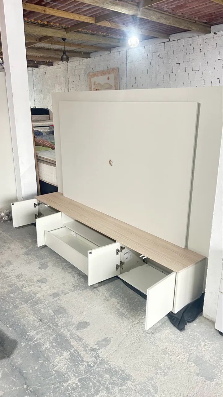 Painel para TV até 65 polegadas Rack suspenso Led integrado, 100% MDF  - Foto 3