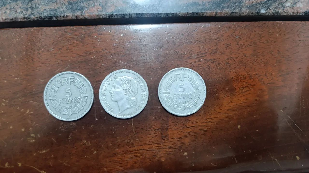3 Moedas antigas de 5 Francos  - Foto 3