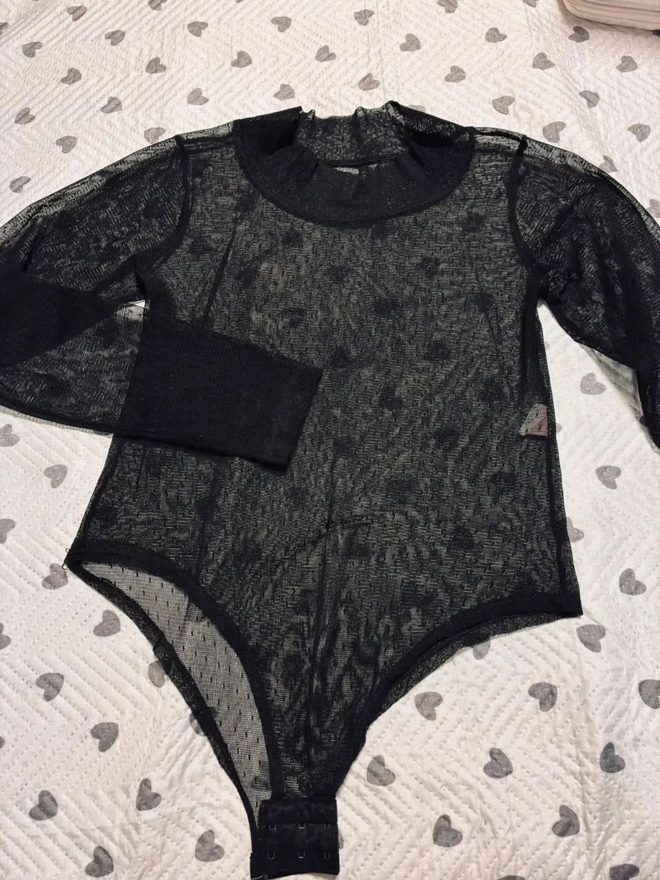 Body Feminino em Tule Transparente - Manga Longa (M)