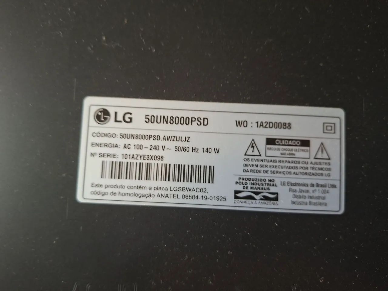 TV LG 50 polegadas com defeito 
