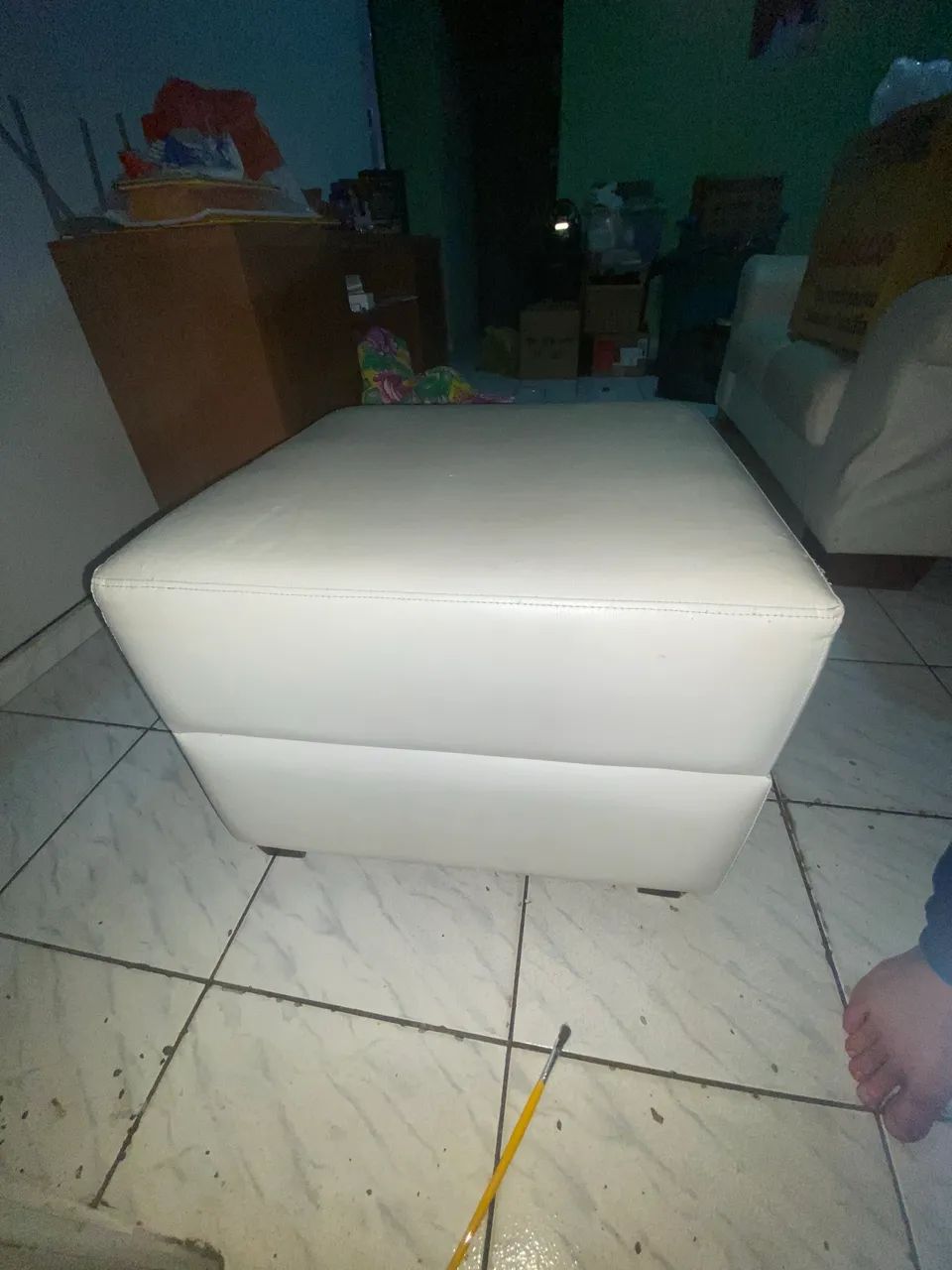 Puff branco largo  - Foto 2