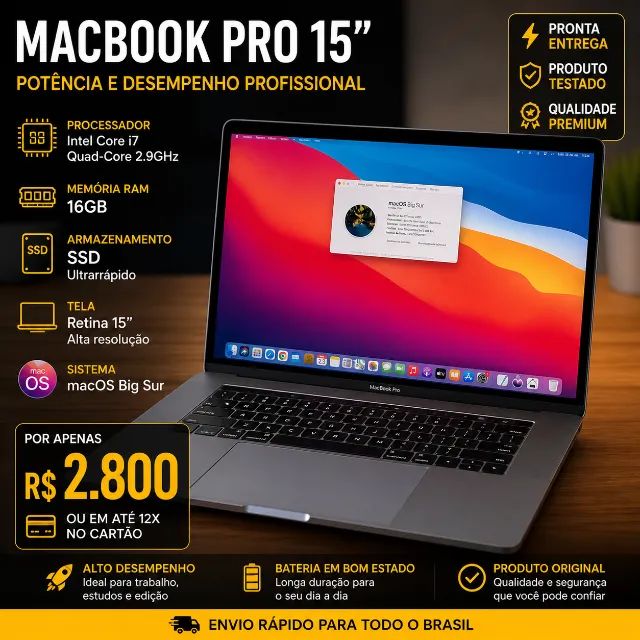 MacBook本体 i7/16g/SSD512 MacBookPro15 Office Win11 MacBook PRO - i7 Tela 15 - 16GB RAM ssd512 - Notebooks - Setor de