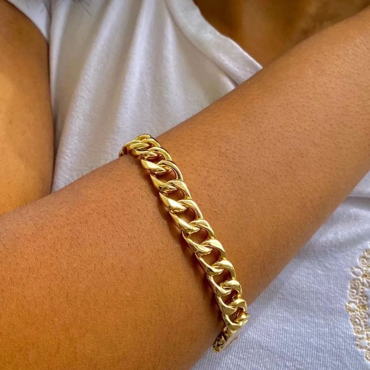 corrente e pulseira banhadas a ouro  - Foto 2