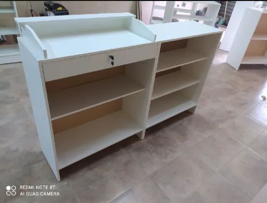 Balcão Caixa + Balcão Atendimento MDF branco