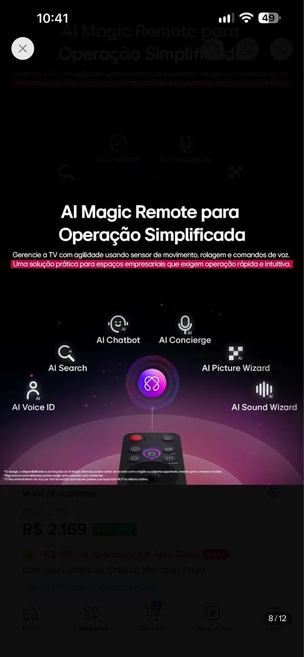 TV LG 50 Polegadas 4k, Com alexa, comando por voz  - Foto 2