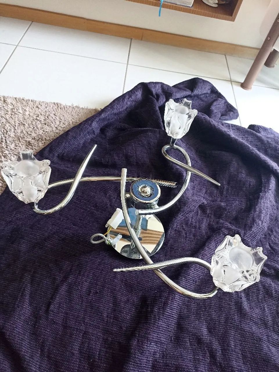 Lustre prateado com led