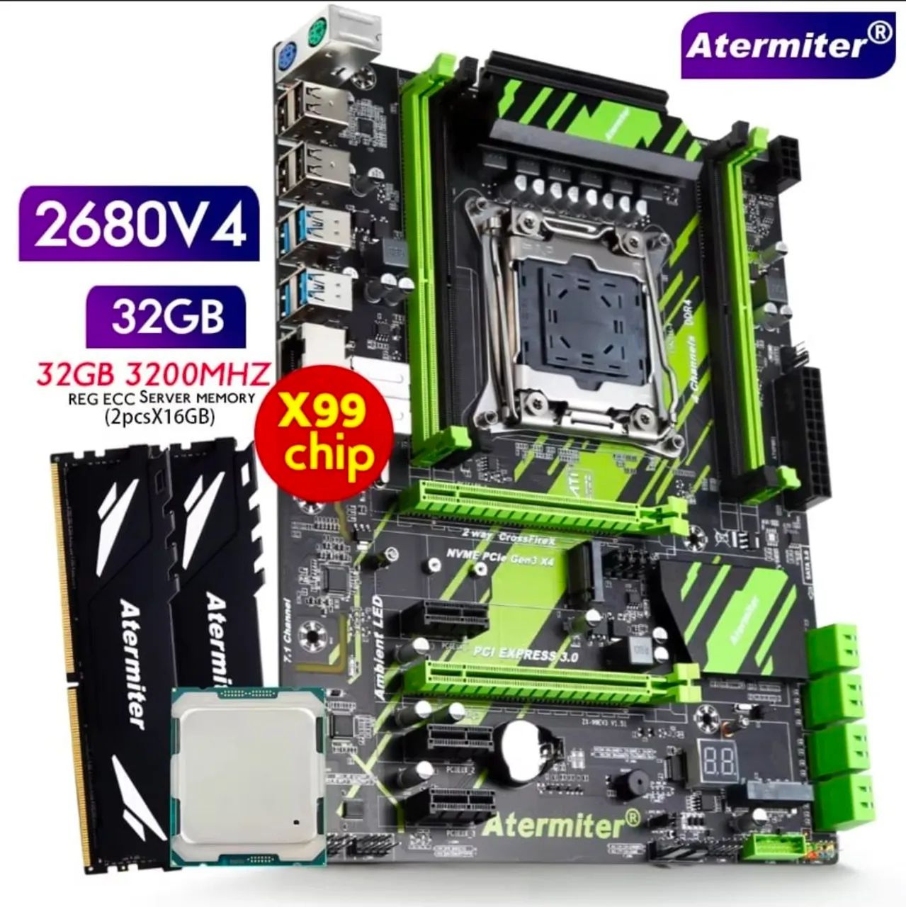Kit Xeon X99 / E5 2680 / Memória ram 32GB 3200mhz