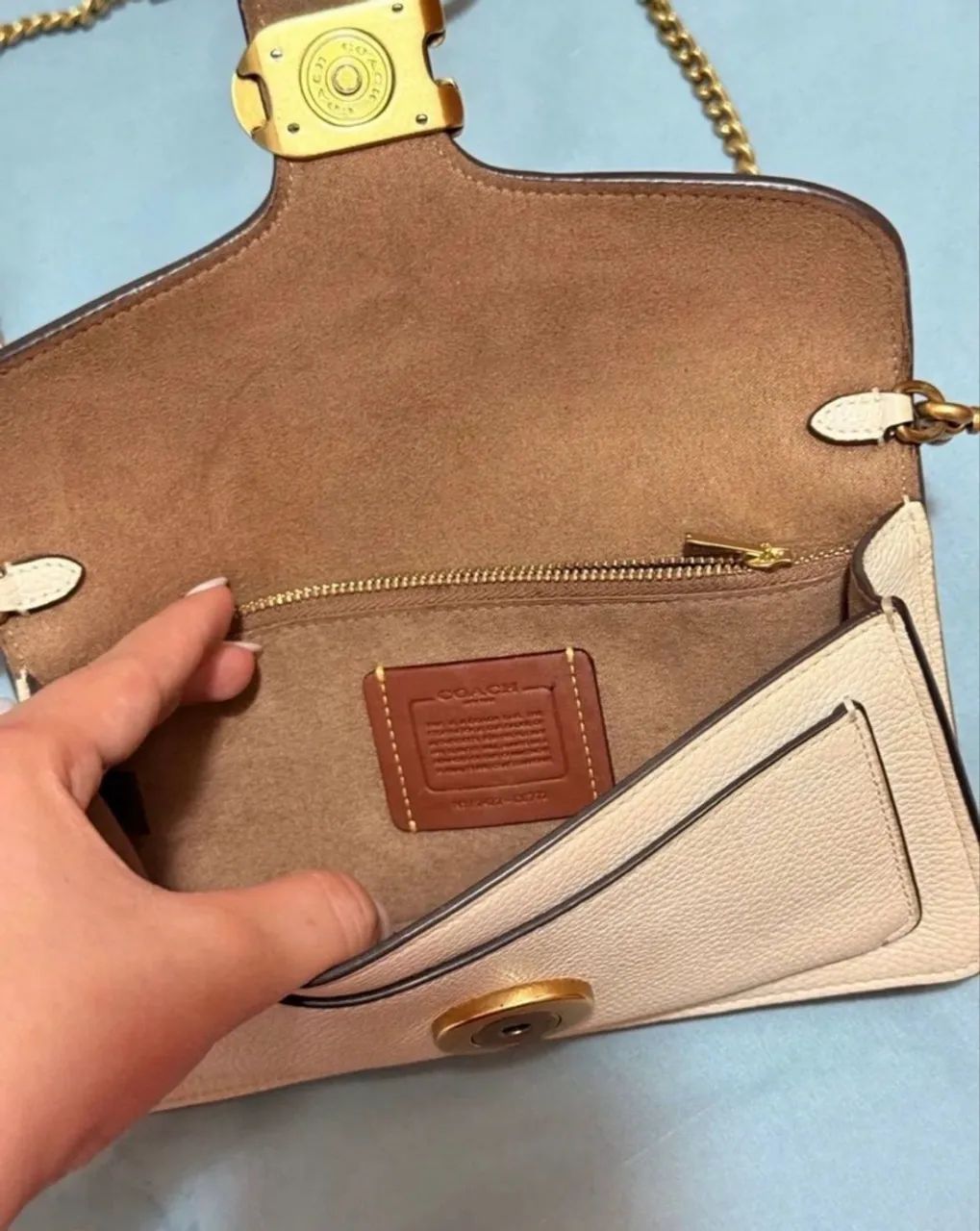 Bolsa coach tabby chain off white original  - Foto 4