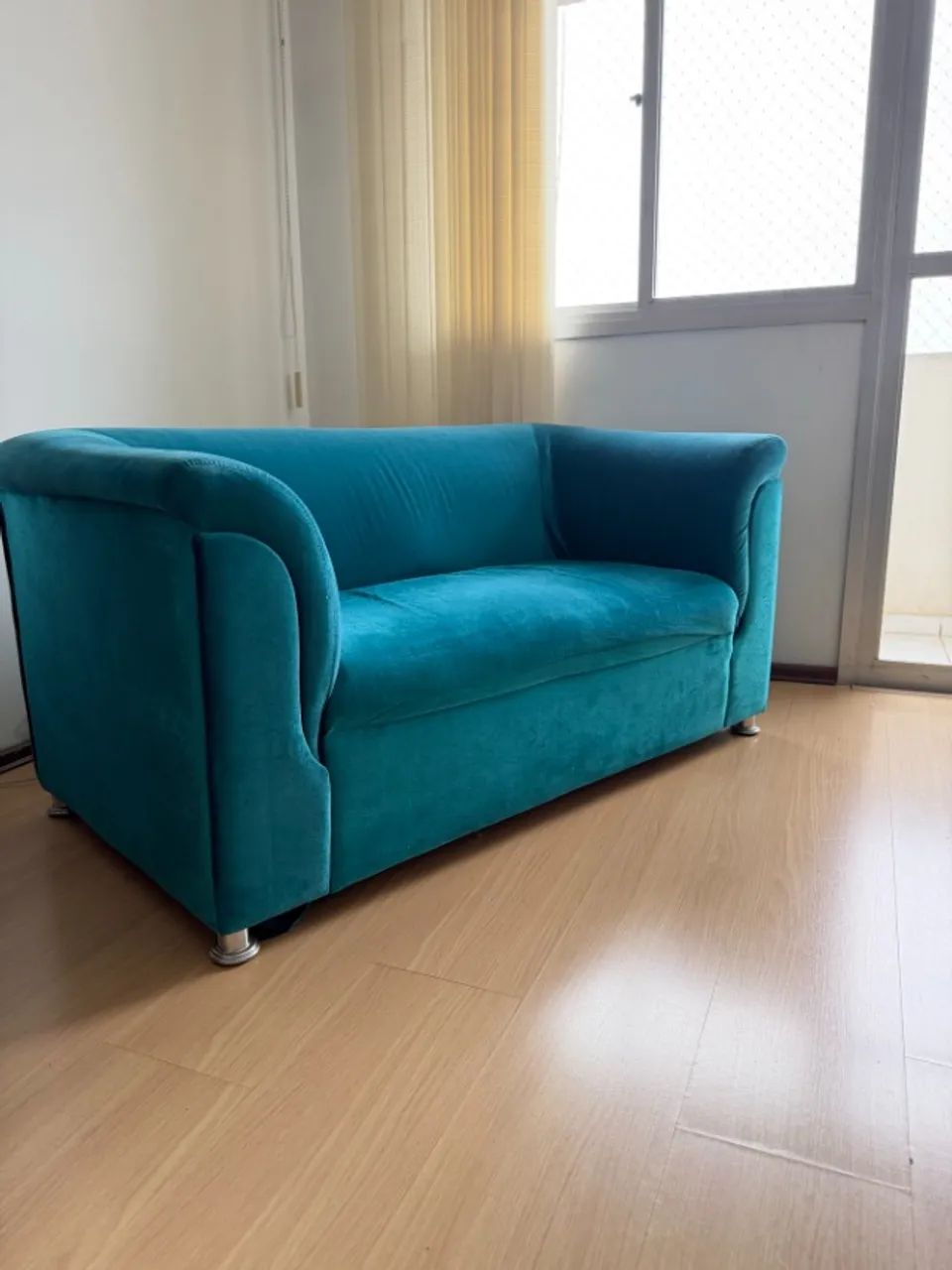 SOFÁS DE VELUDO AZUL, 3 LUGARES E 2 LUGARES - Foto 2
