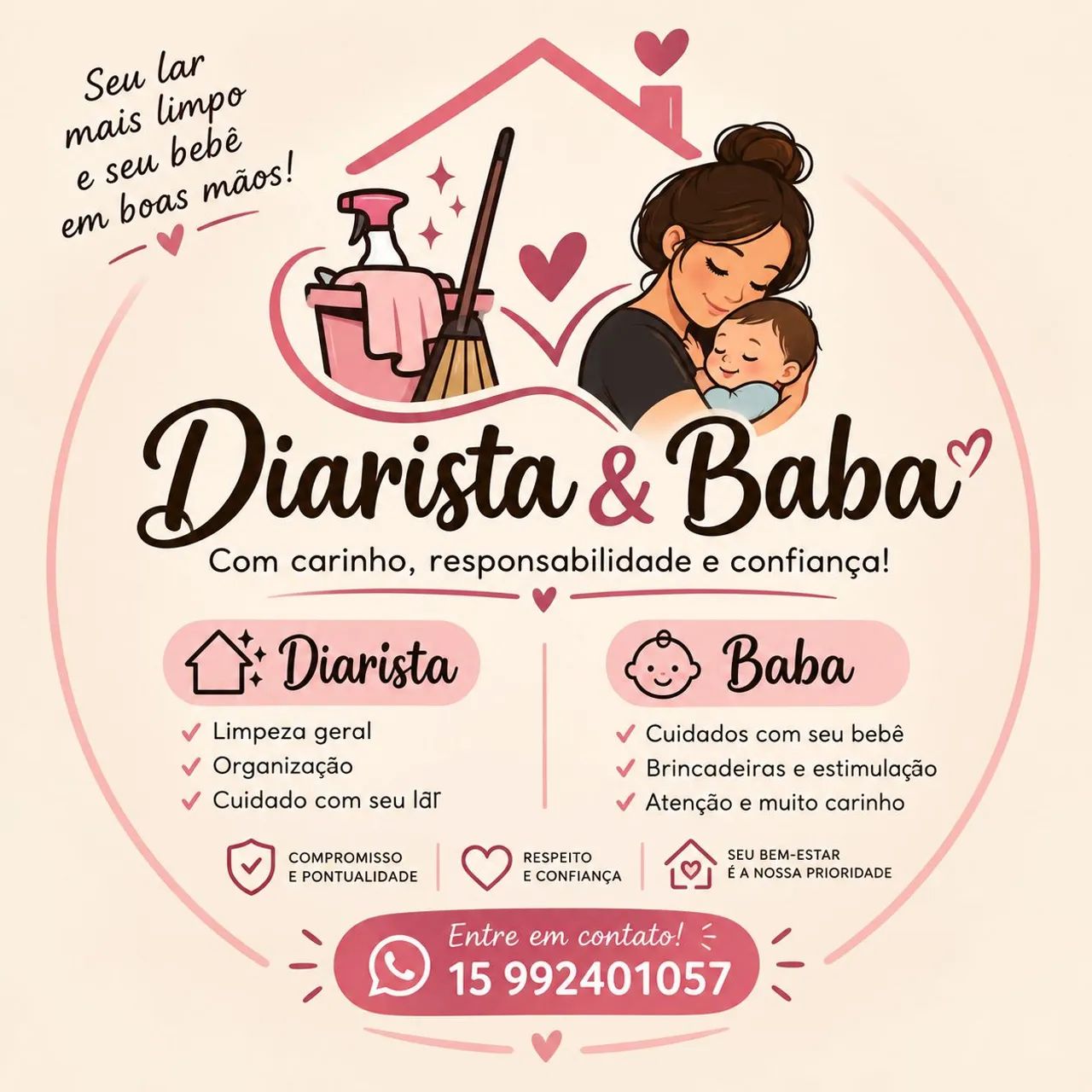 Serviços de diarista e baba 