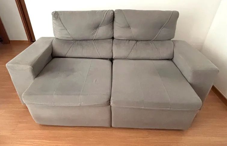 Sofá Retrátil Reclinável 3 Lugares Suede + Phormatta Evolution SMP Cinza  - Foto 2