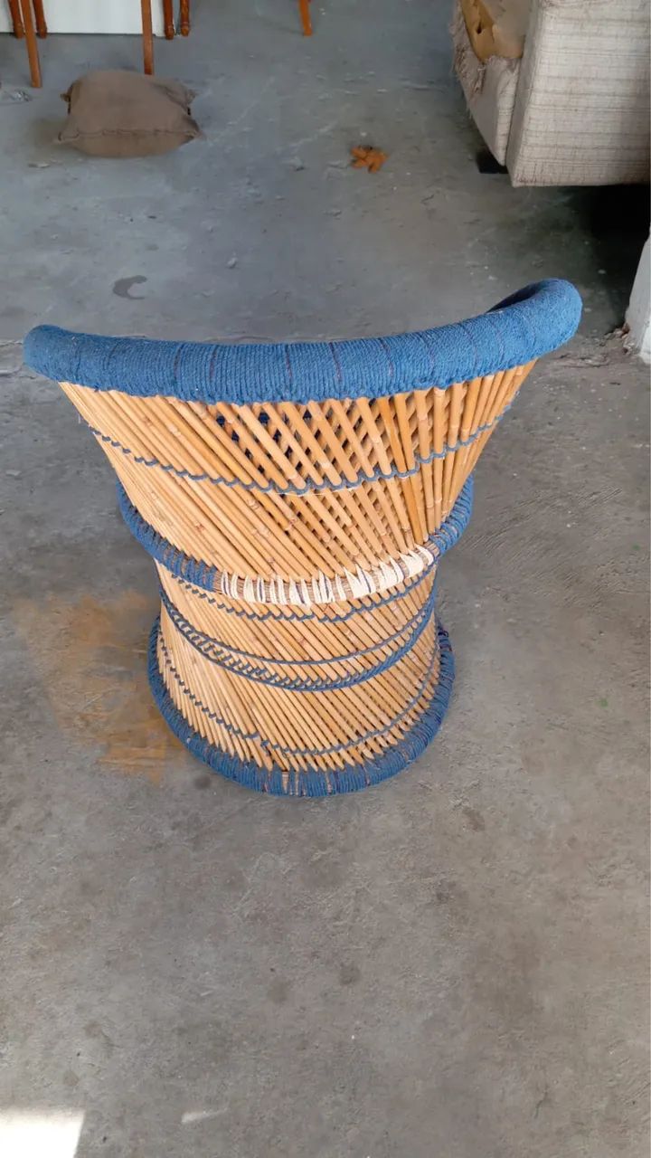 Cadeira de palha com crochê westing