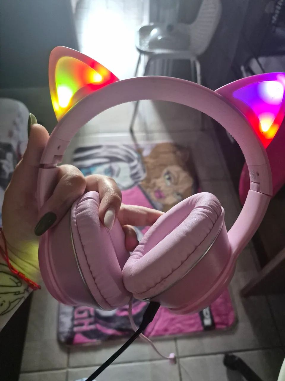 Fone gamer rosa com led  - Foto 3