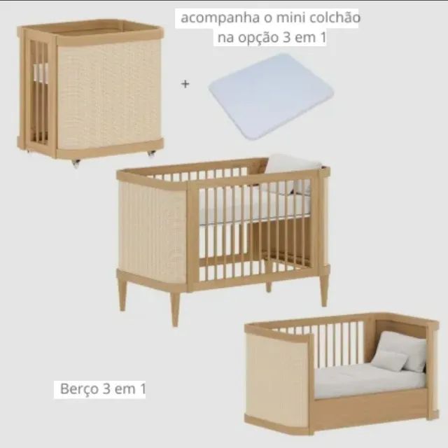 Berço Quater 3 em 1 (brinde: cômoda)
