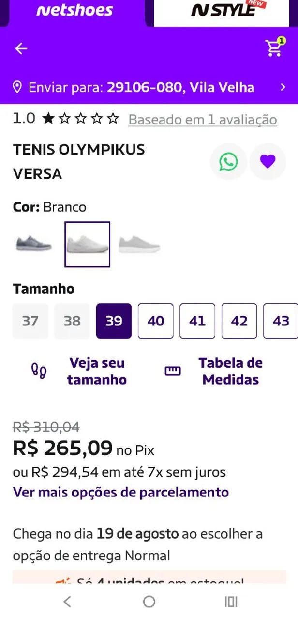 Tênis Olimpikus Versa Branco 39  - Foto 4