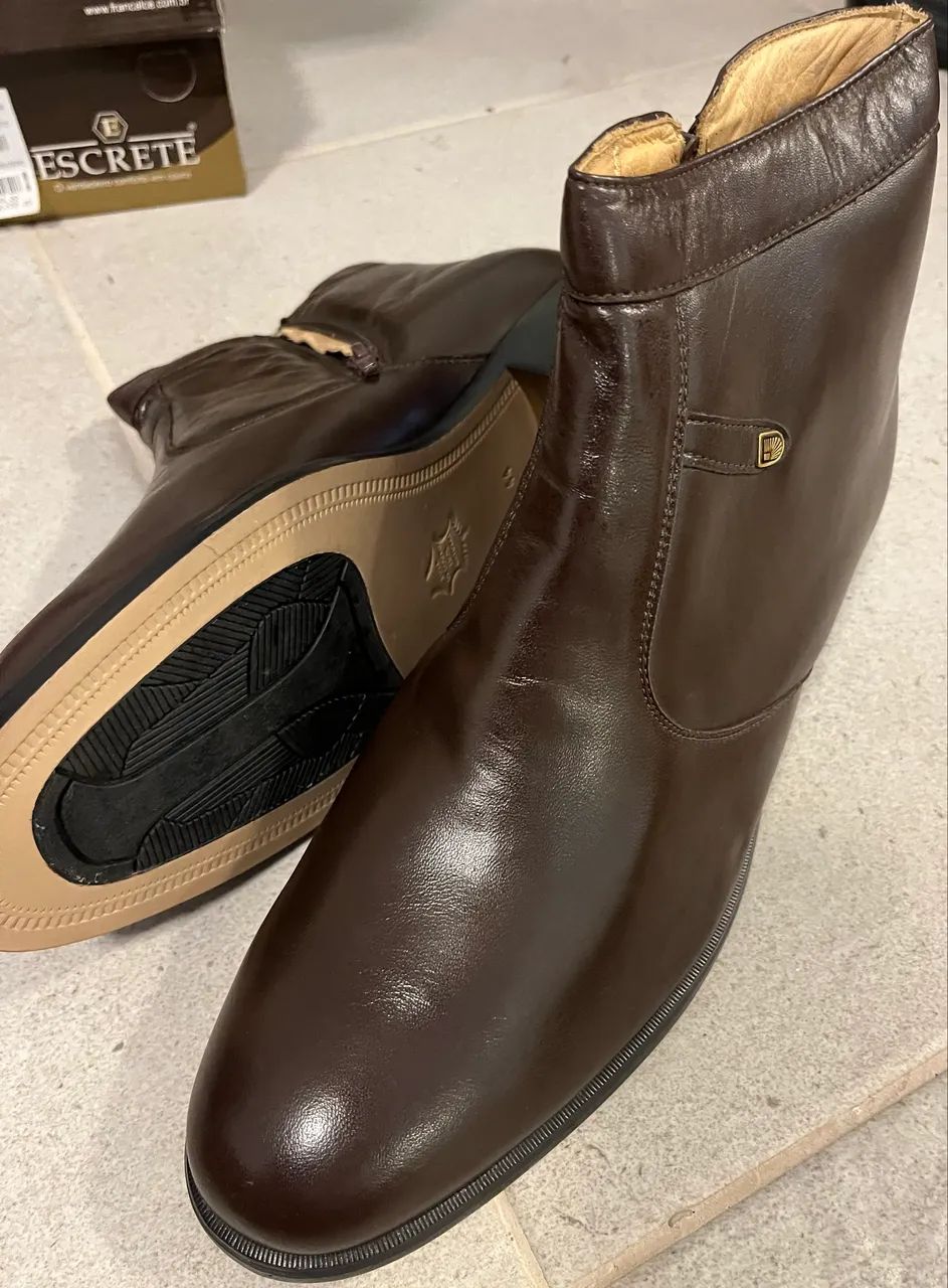 Bota social couro marrom 44 