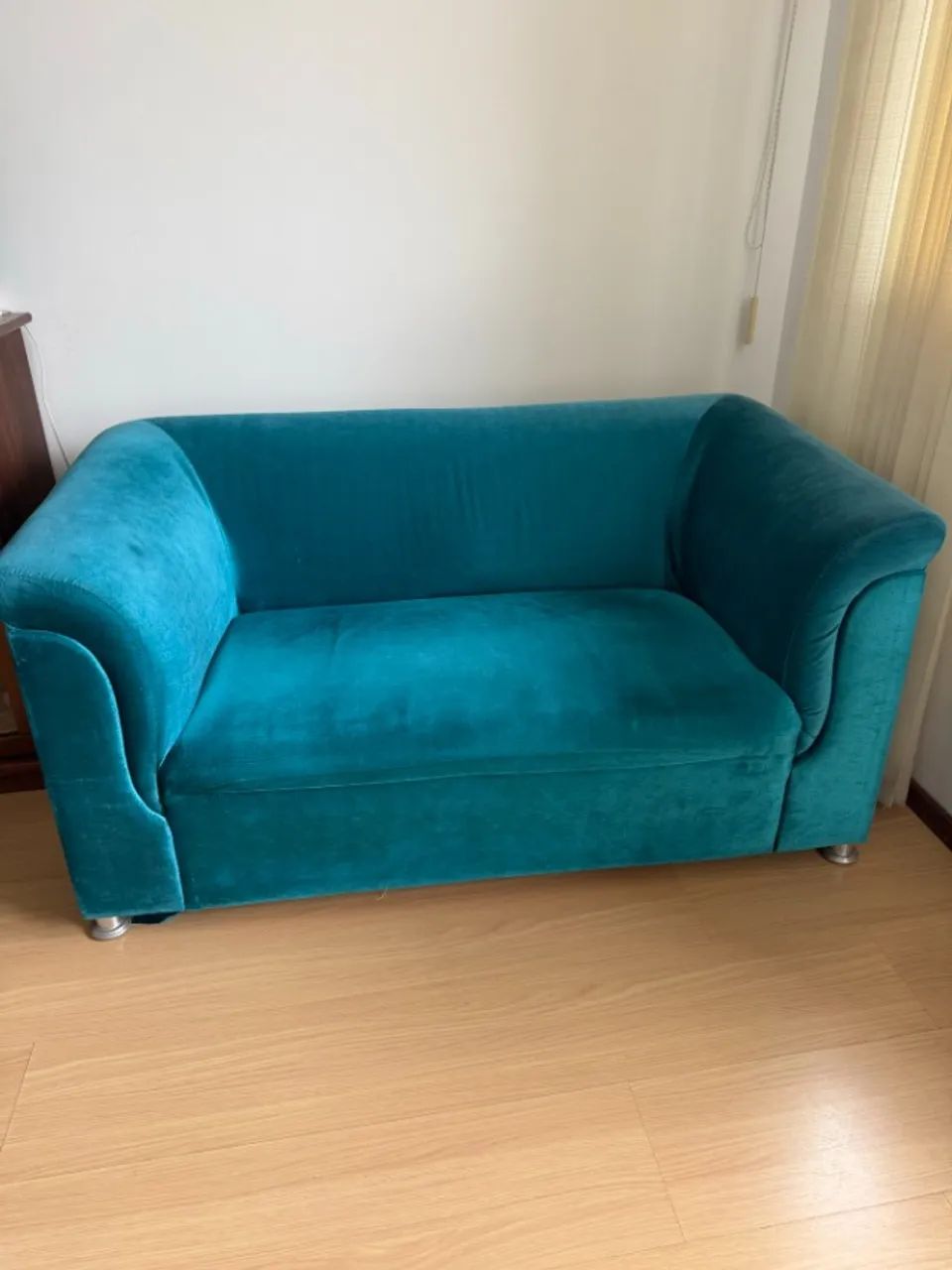 SOFÁS DE VELUDO AZUL, 3 LUGARES E 2 LUGARES - Foto 4