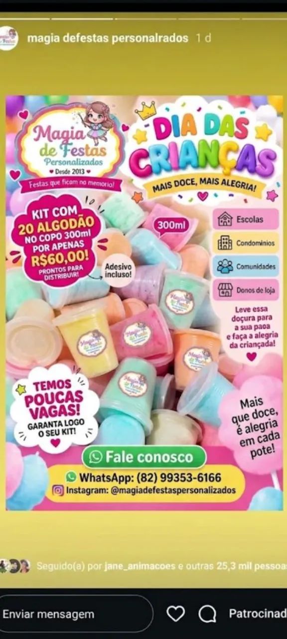 Algodão doce no copo