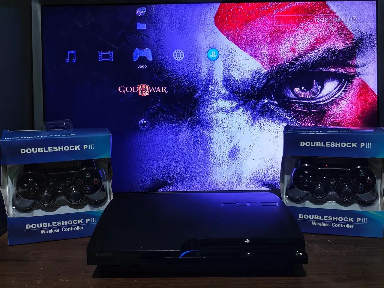 PS3 Slim Desbloqueado + 2 Controle & 10 Jogos