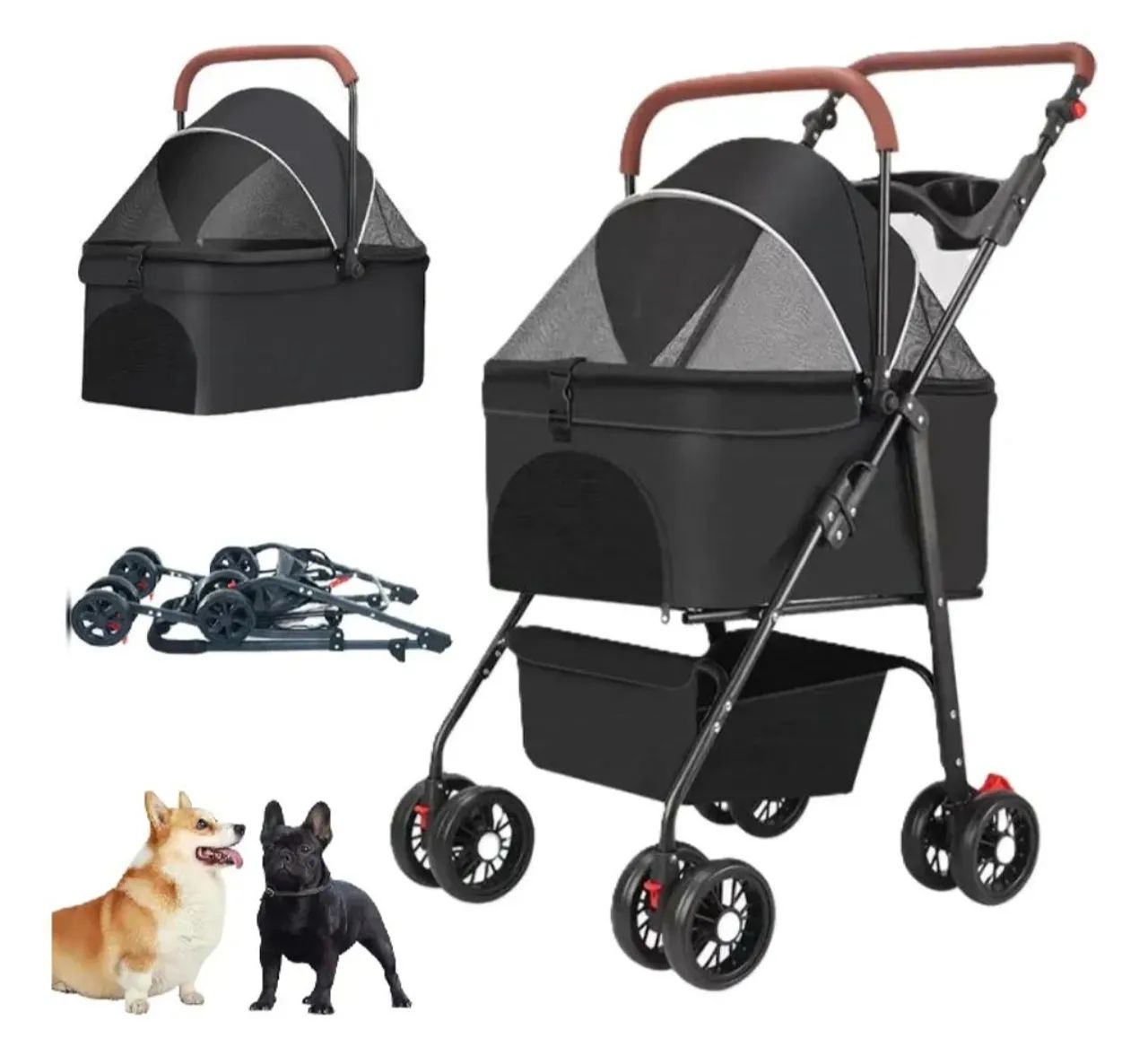 Carrinho de passeio para pets cães e gatos até 20kg
