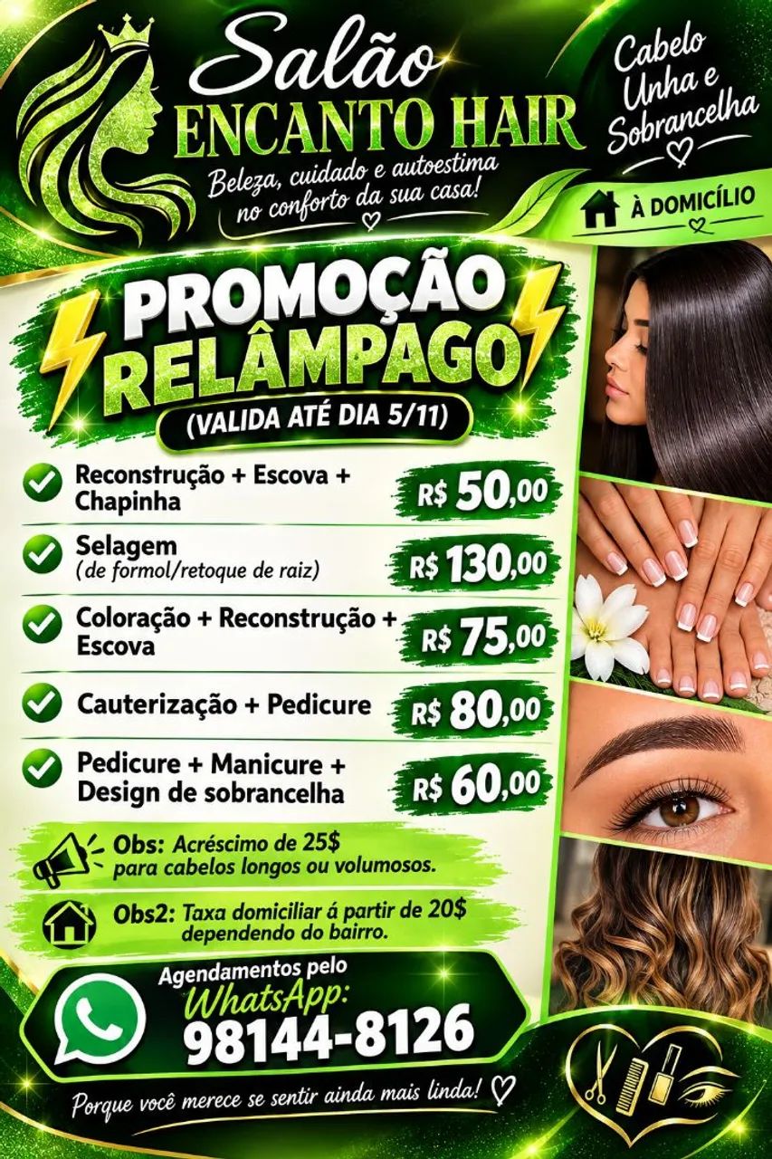 Cabeleireira e manicure á domicílio