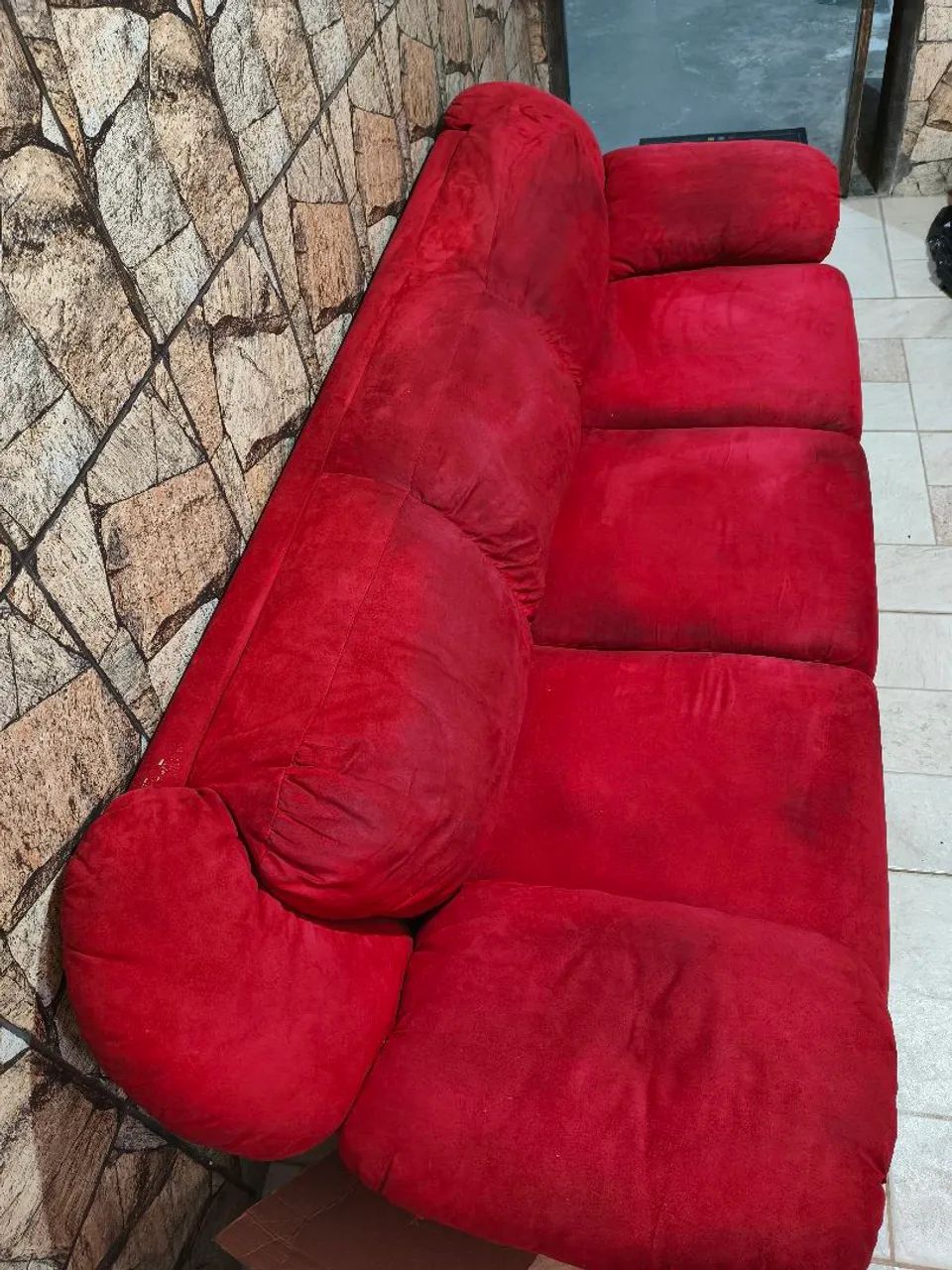 Sofá de 3 lugares vermelho - Foto 3