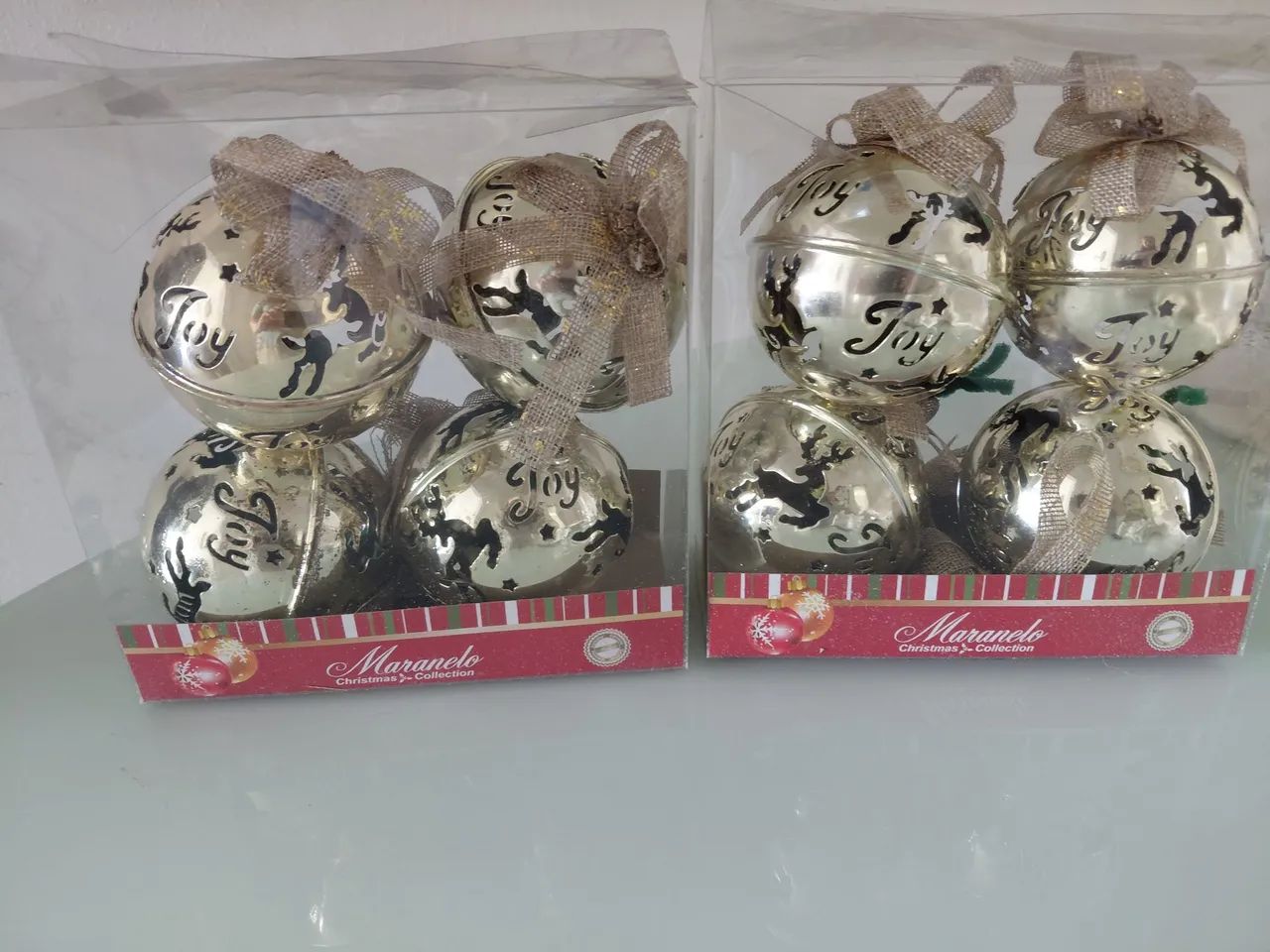 BOLAS DE NATAL EM METAL DOURADO - Foto 3