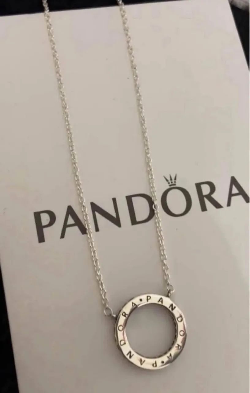 Colar Pandora círculo logo pavé  - Foto 2