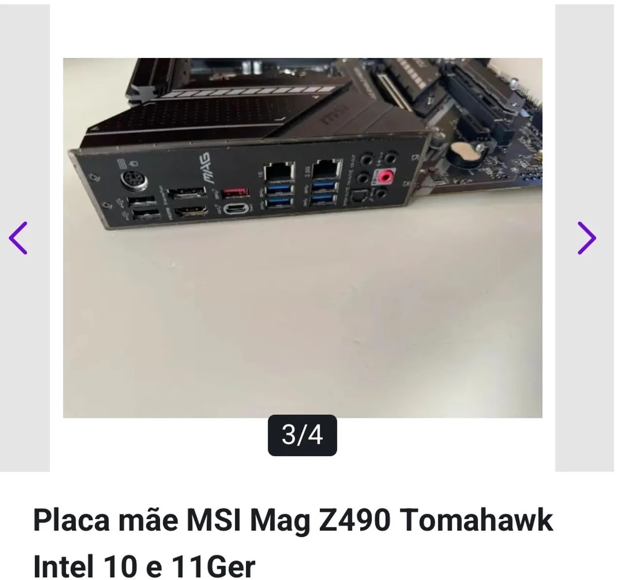 Placa mae msi z490 + processador i7 10 geração - Peças de Hardware
