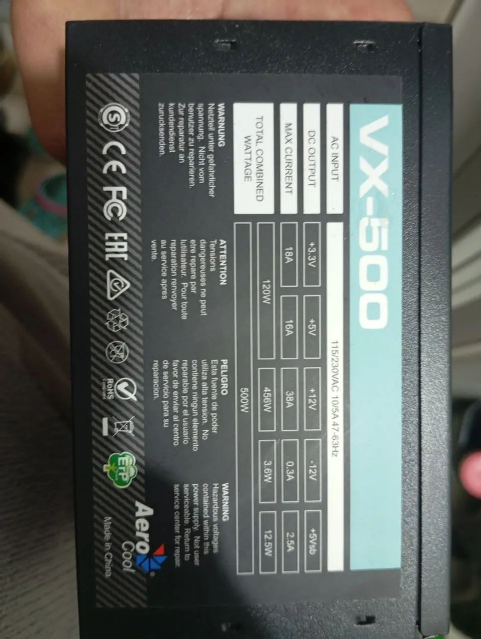 Fonte real vx aerocool500 de Pc ATX  - Foto 2