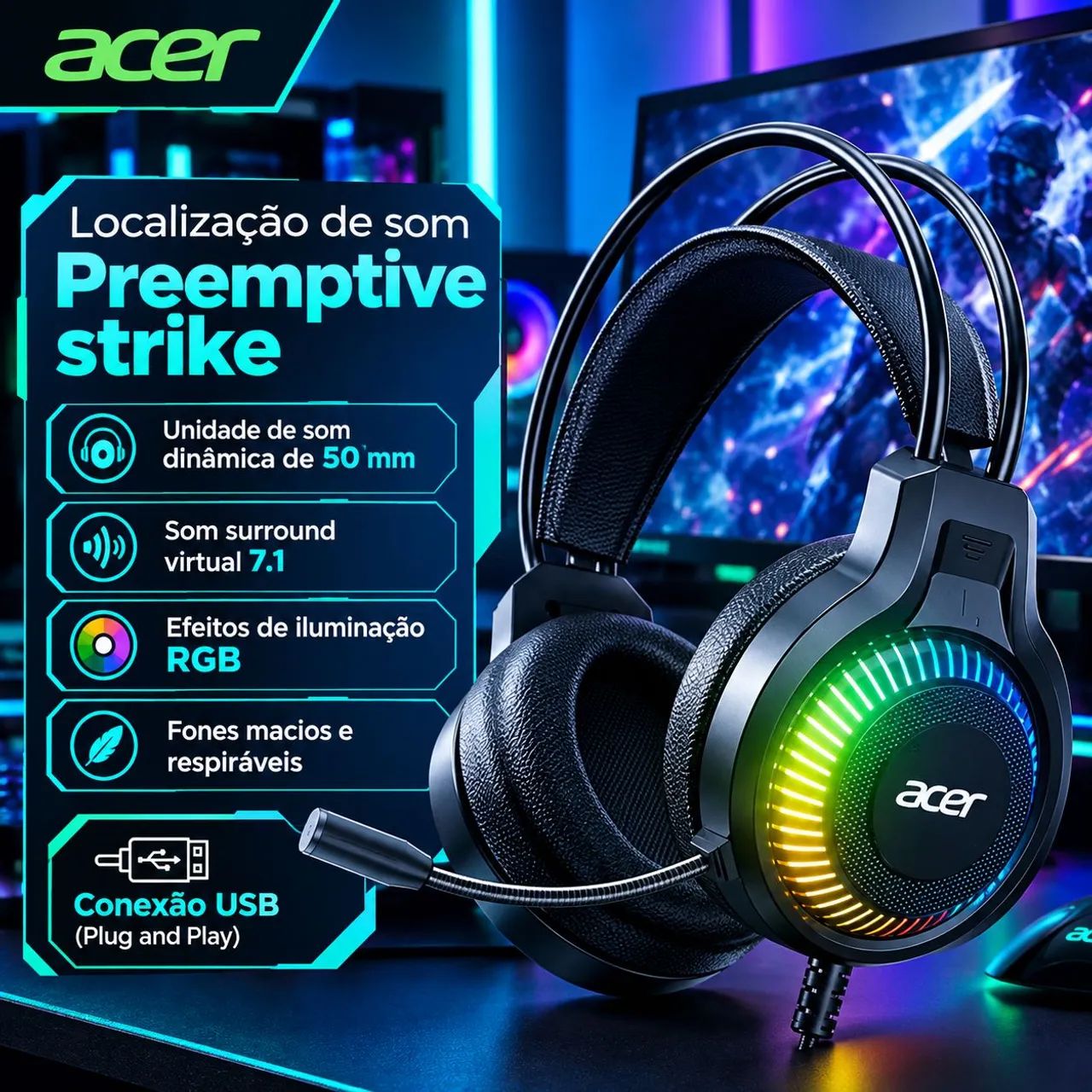 Headset Gamer Acer