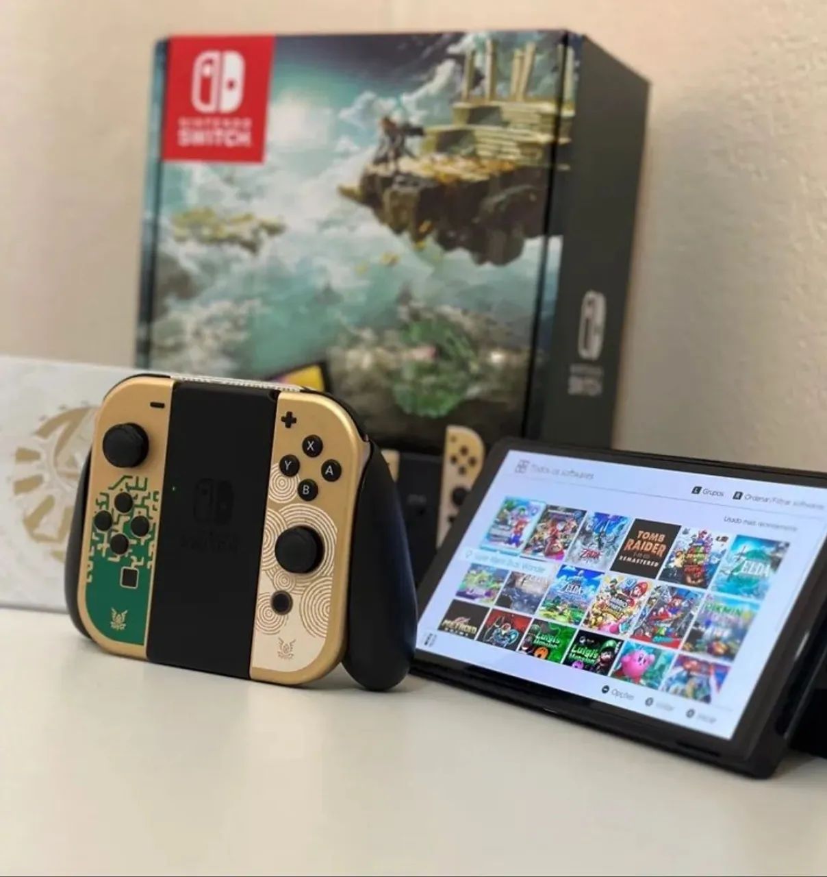 Raro Nintendo Switch OLED Edição Especial Zelda Desbloqueado