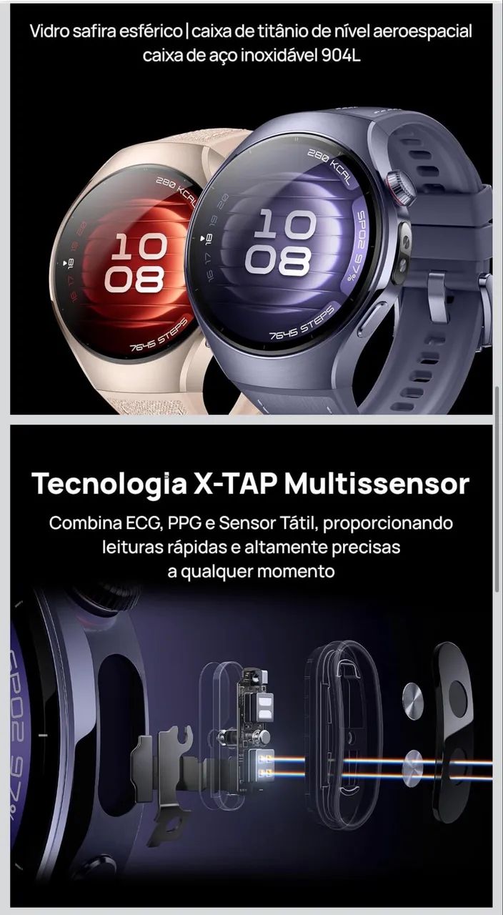 Smartwatch, HUAWEI WATCH 5 46mm, Tecnologia X-TAP , Celular eSIM, Android e com iOS, - Foto 3
