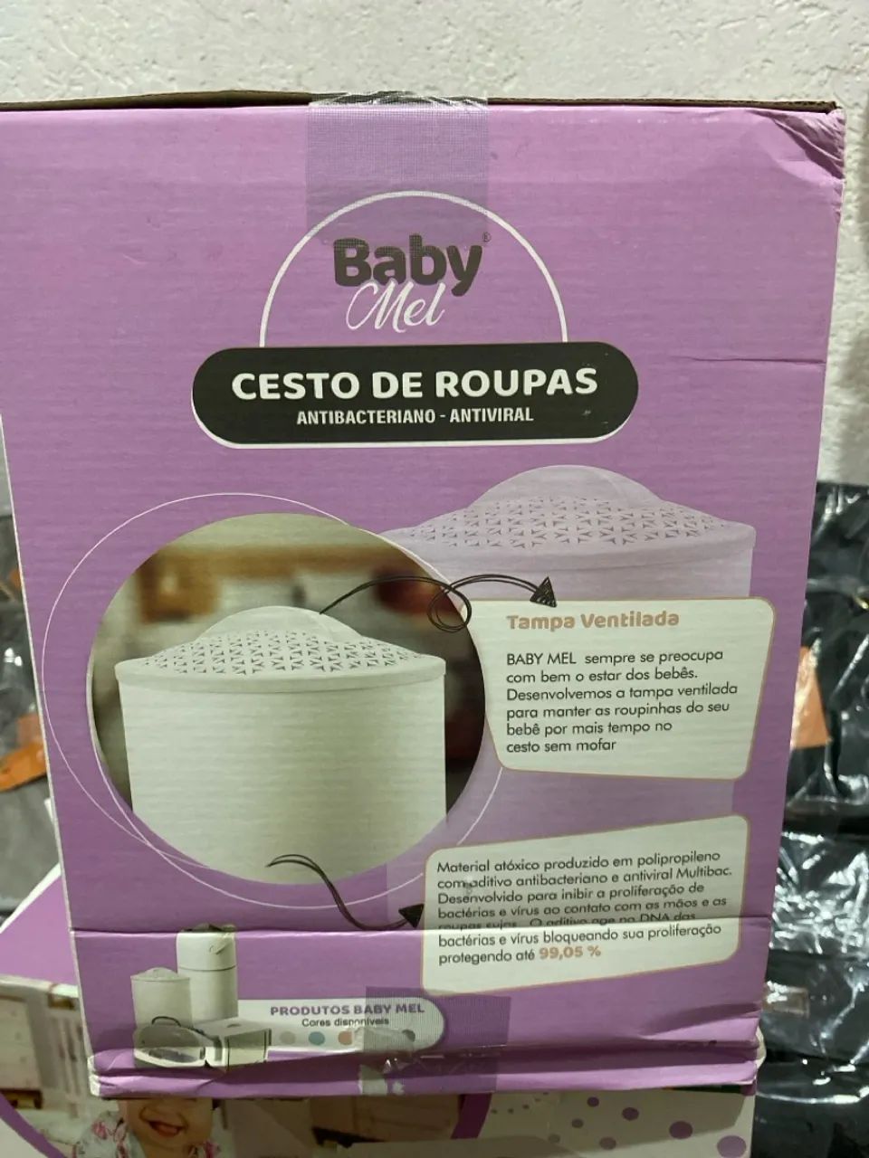 CESTO DE ROUPAS Cinza - Foto 2