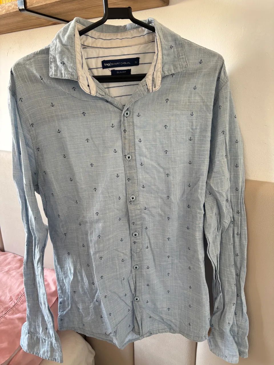 Camisa masculina azul TNG - Foto 2