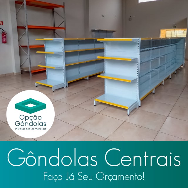 Gôndolas Centrais | Estantes de Aço | Indicadas para Comércio.