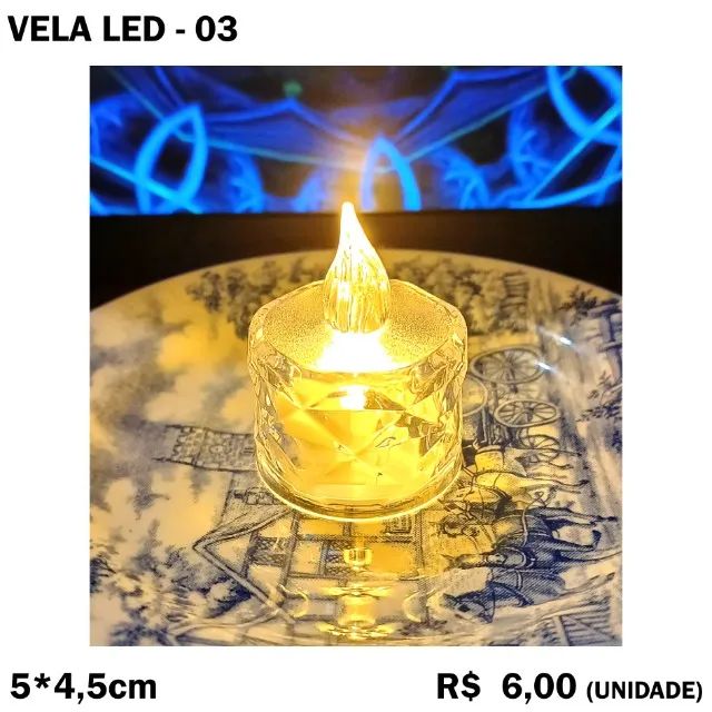 Vela Led Transparente Tamanho Pequeno Mesa de Jantar