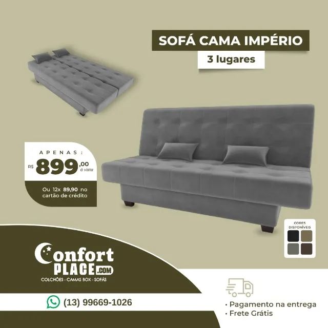 Sofá Cama Barcelona 3 Lugares Frete Grátis - Sofás e Poltronas ...