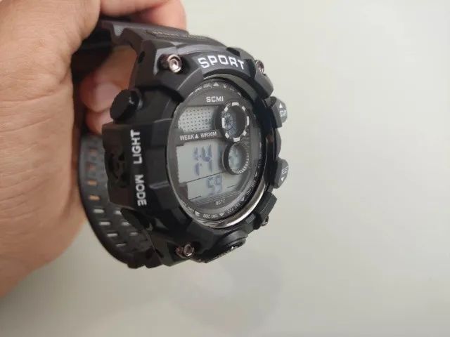 Relógio Digital 3Atm Multifunções Scmi 6617 Preto - Foto 4